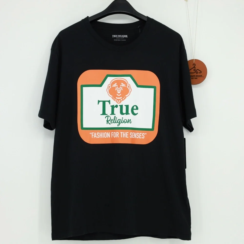 True Religion Buddha Rectangle Graphic‎ Tee Shirt Black Mens Size XXL